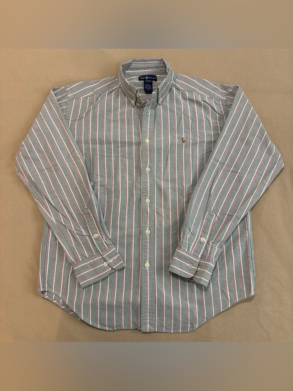 Ralph Lauren Classic Oxford Striped Button-Down Shirt in Blue, White & Pink
